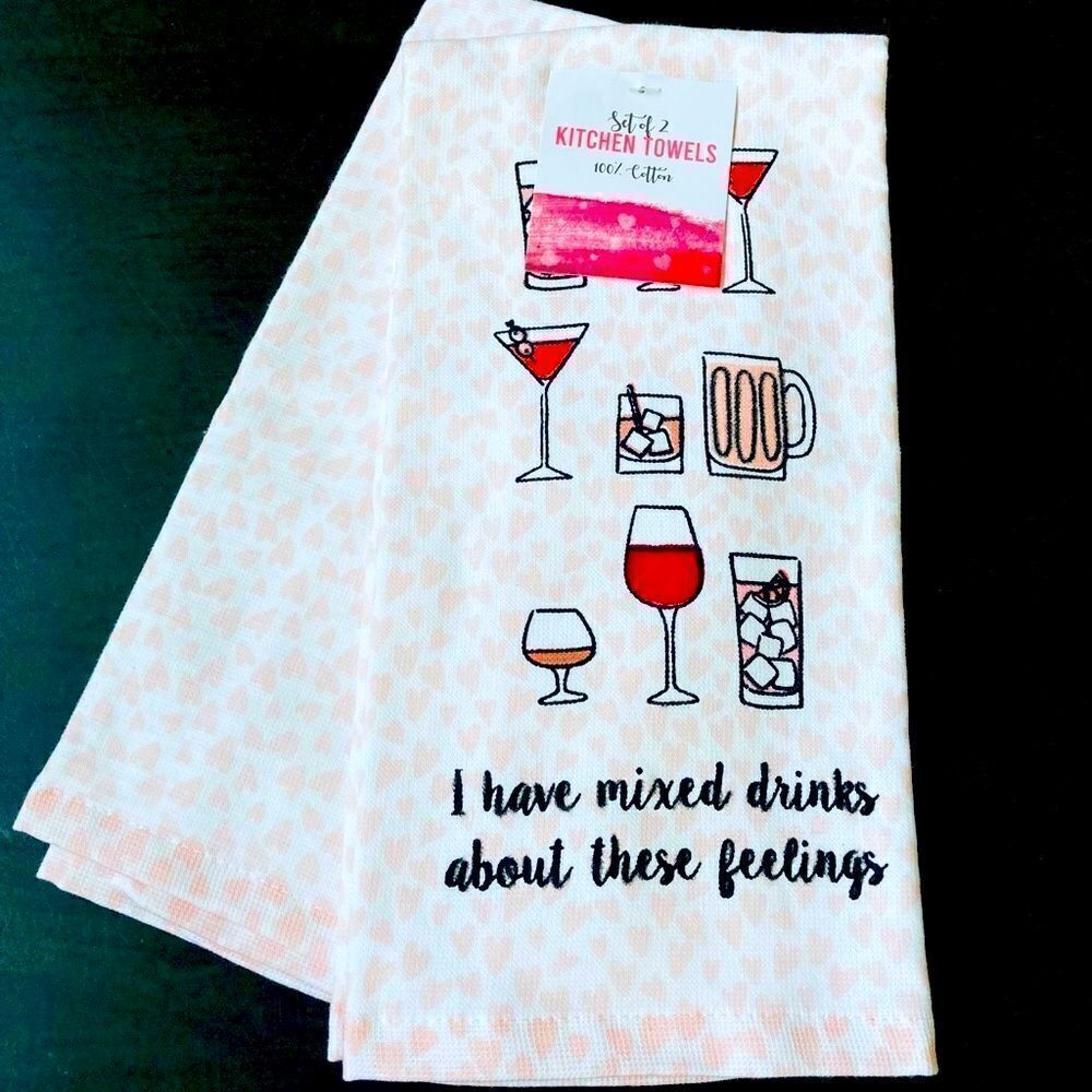 Funny Cocktail “Mixed Drinks” Kitchen Dish Towels Set
